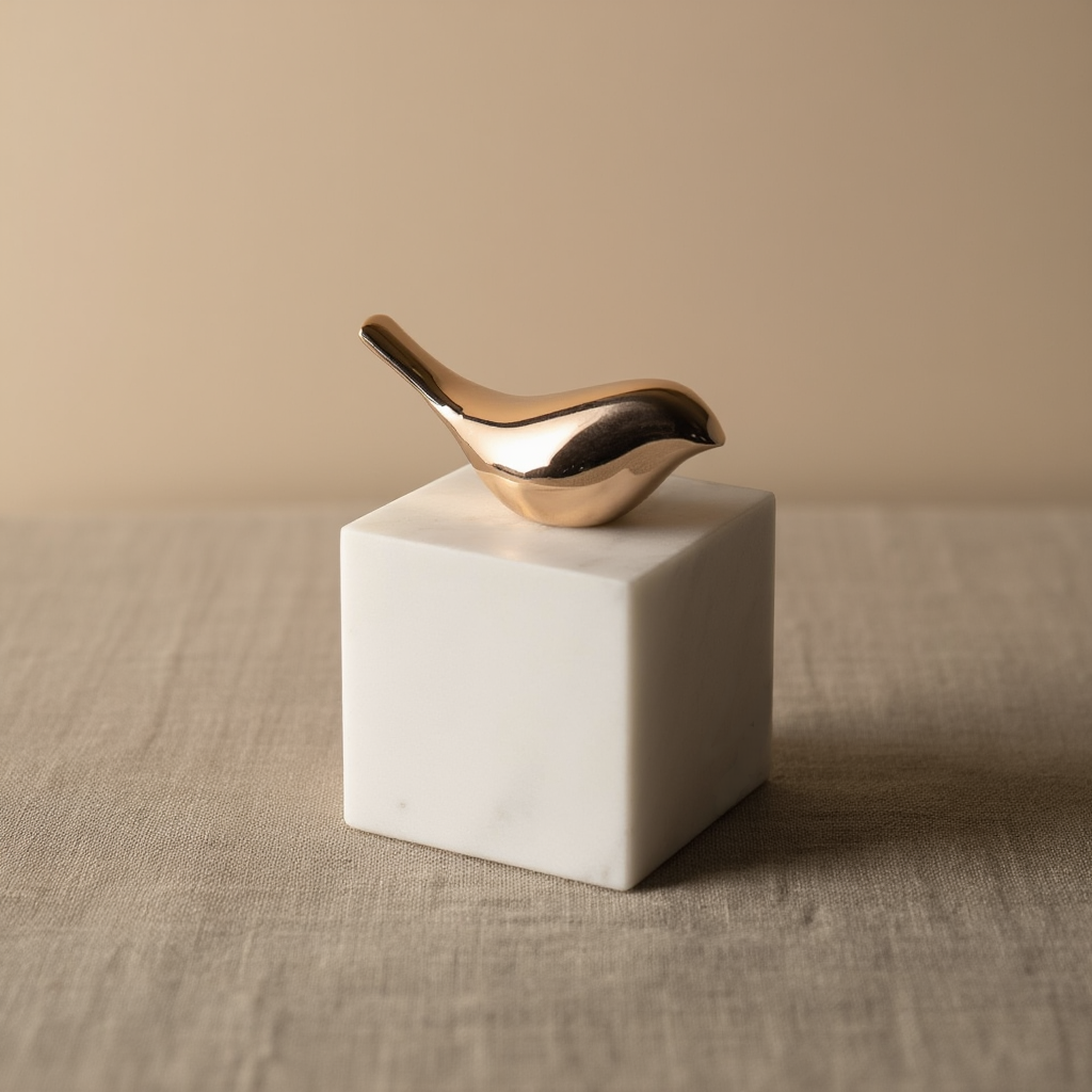 Sereno Marble Bird Ornament with Solid Stone Base