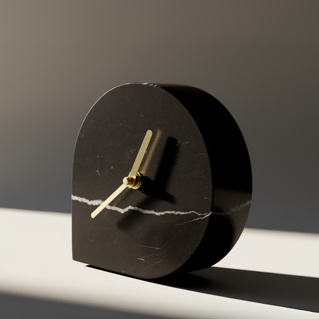 Noctis Black Marble Desk Clock