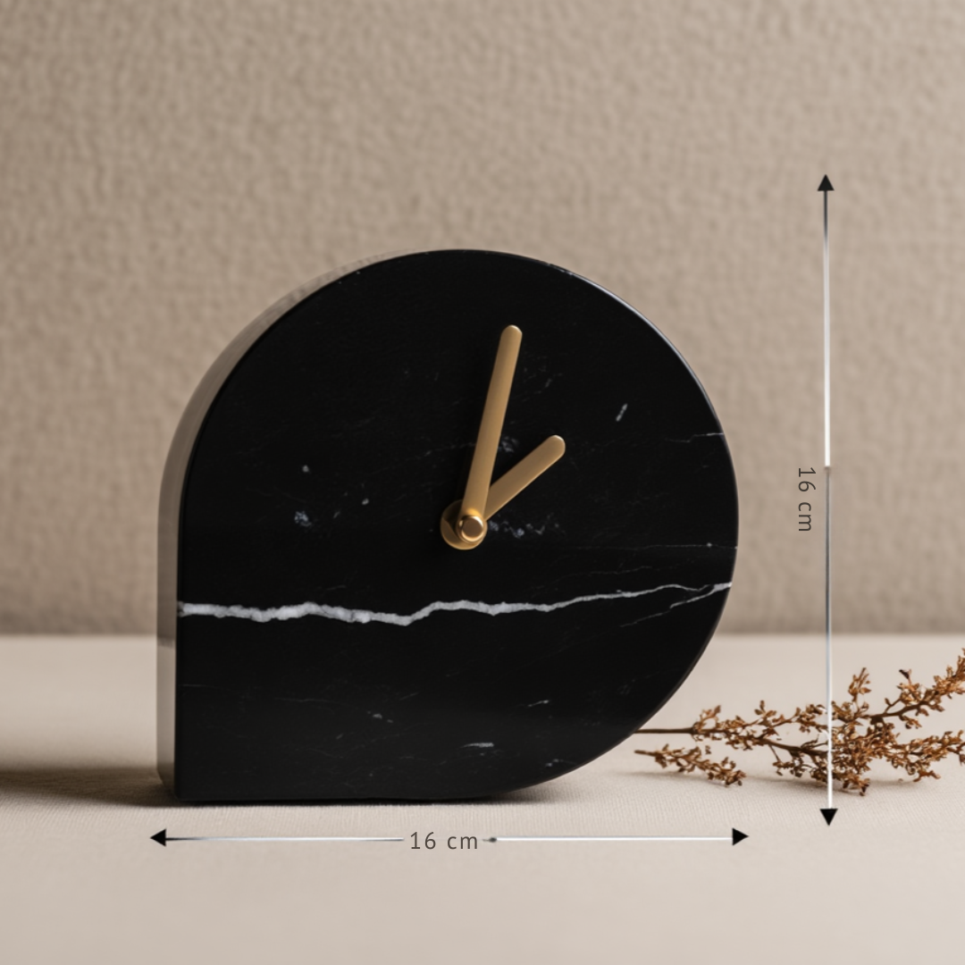 Noctis Black Marble Desk Clock