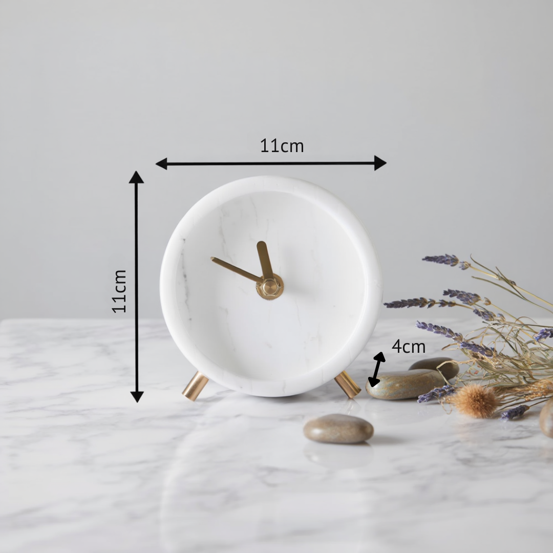 Luminara Solid Stone Marble Desk Clock