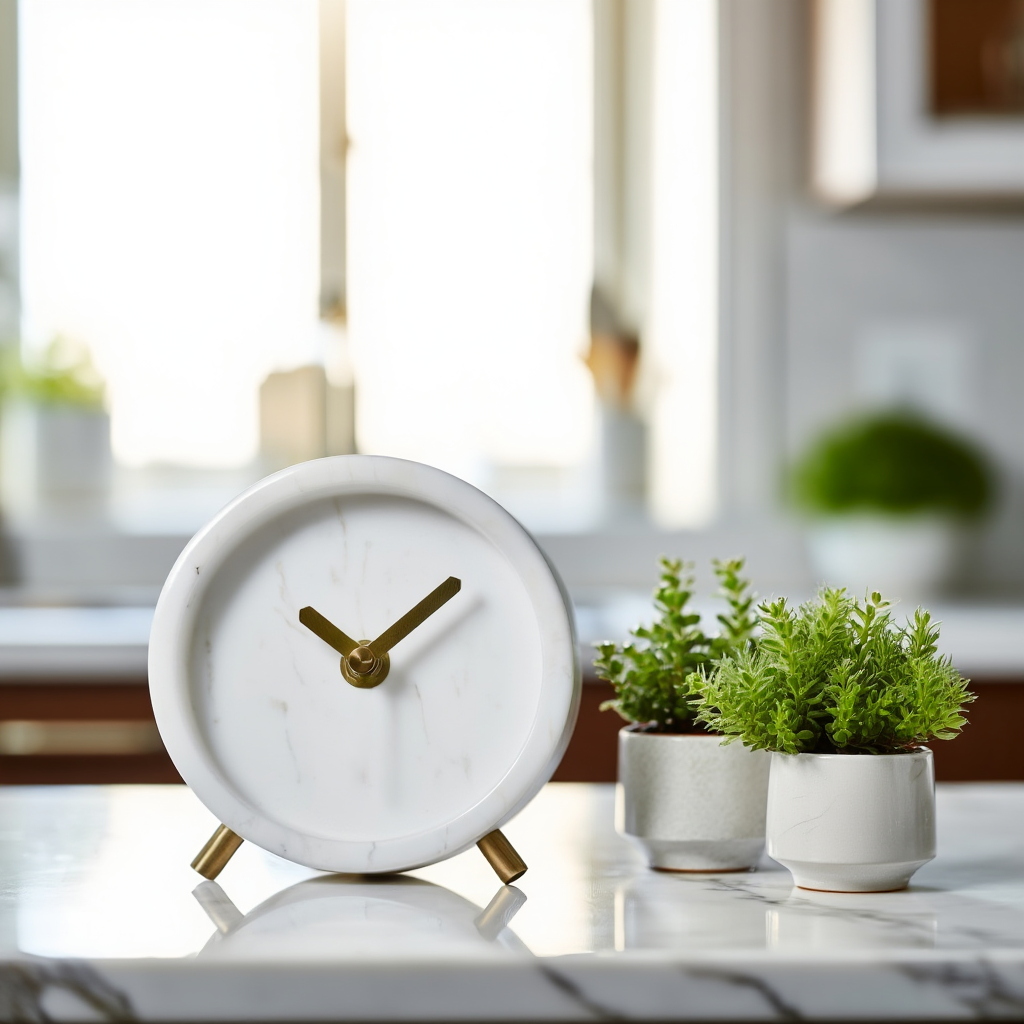 Luminara Solid Stone Marble Desk Clock