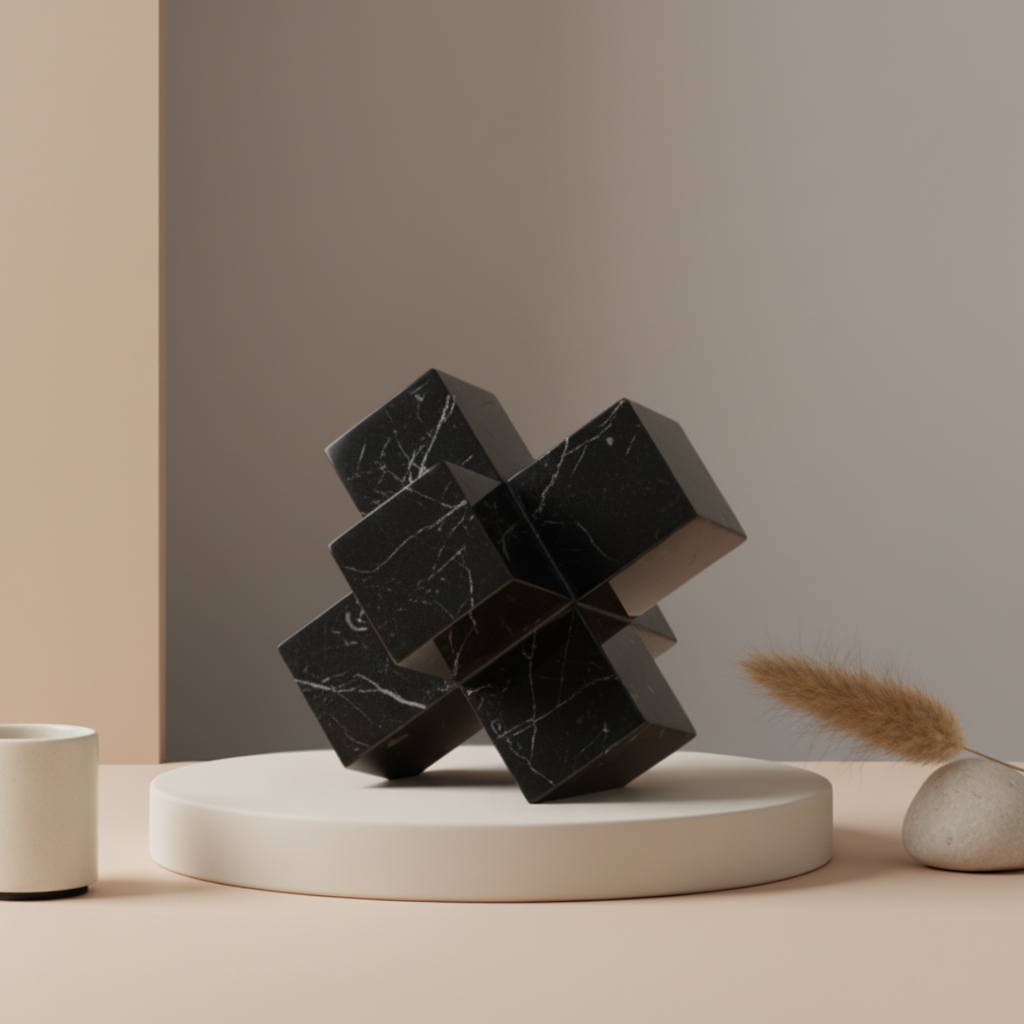 Sculpted Marble Cross Block