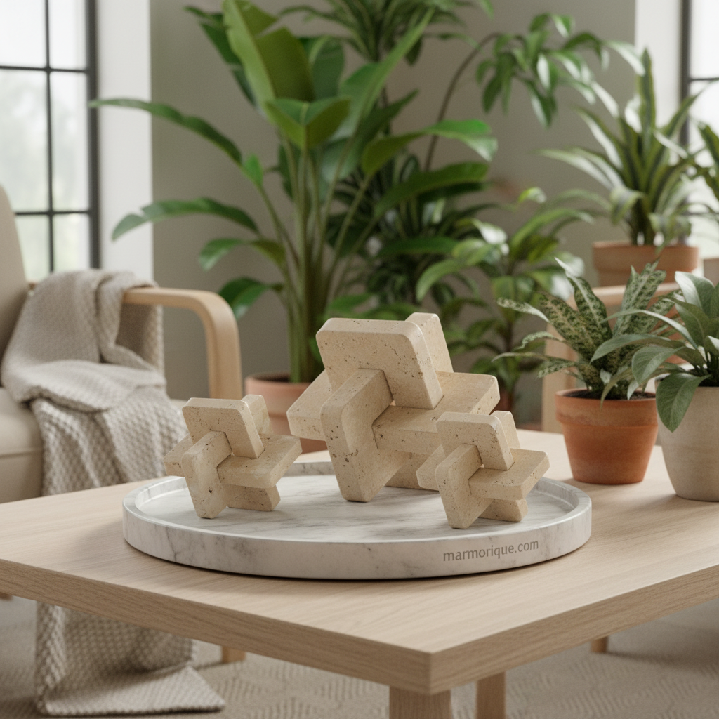 Astoria Solid Stone Marble Puzzle Ornament