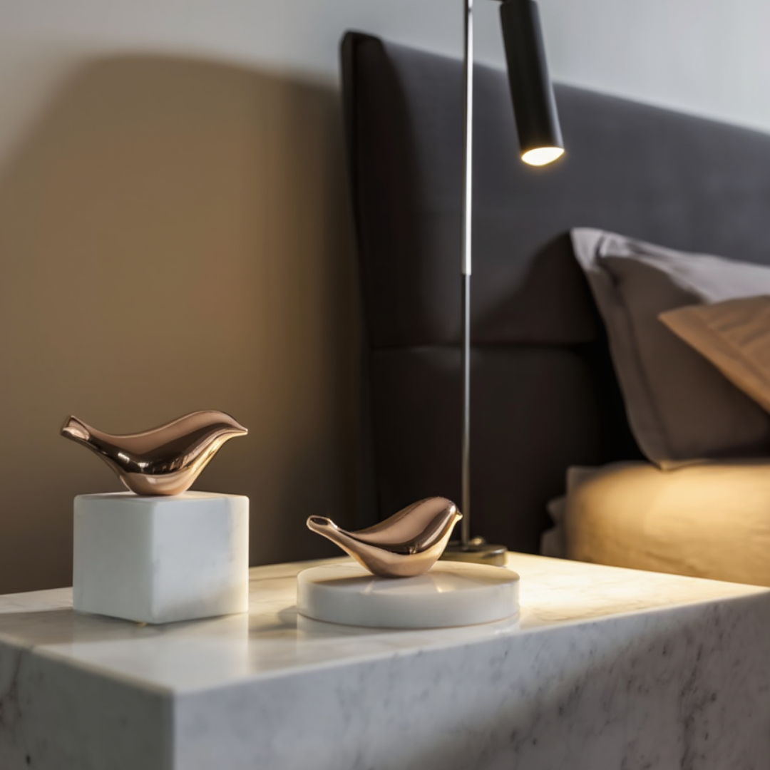 Sereno Marble Bird Ornament with Solid Stone Base