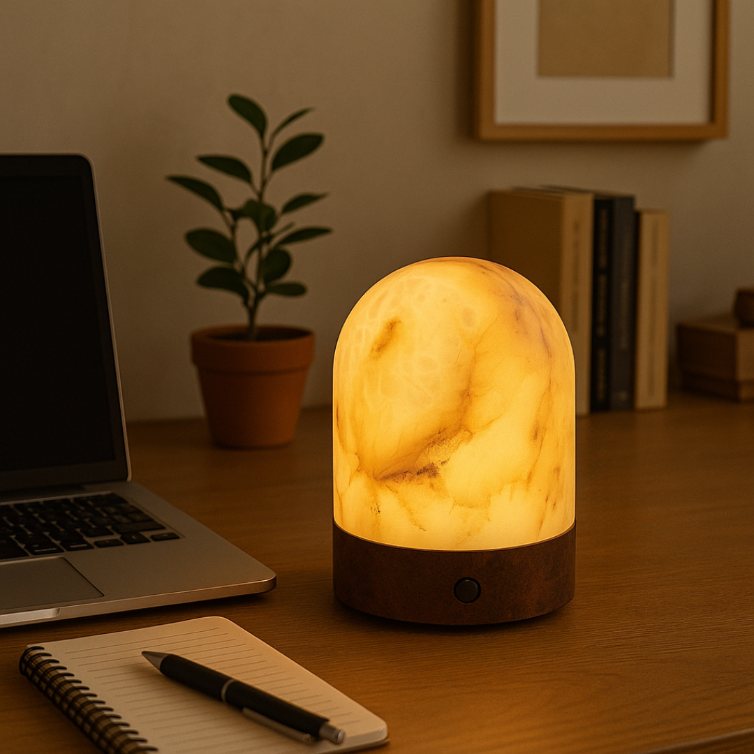 Aurelia Marble Dome Lamp – Wireless Solid Stone Design Light