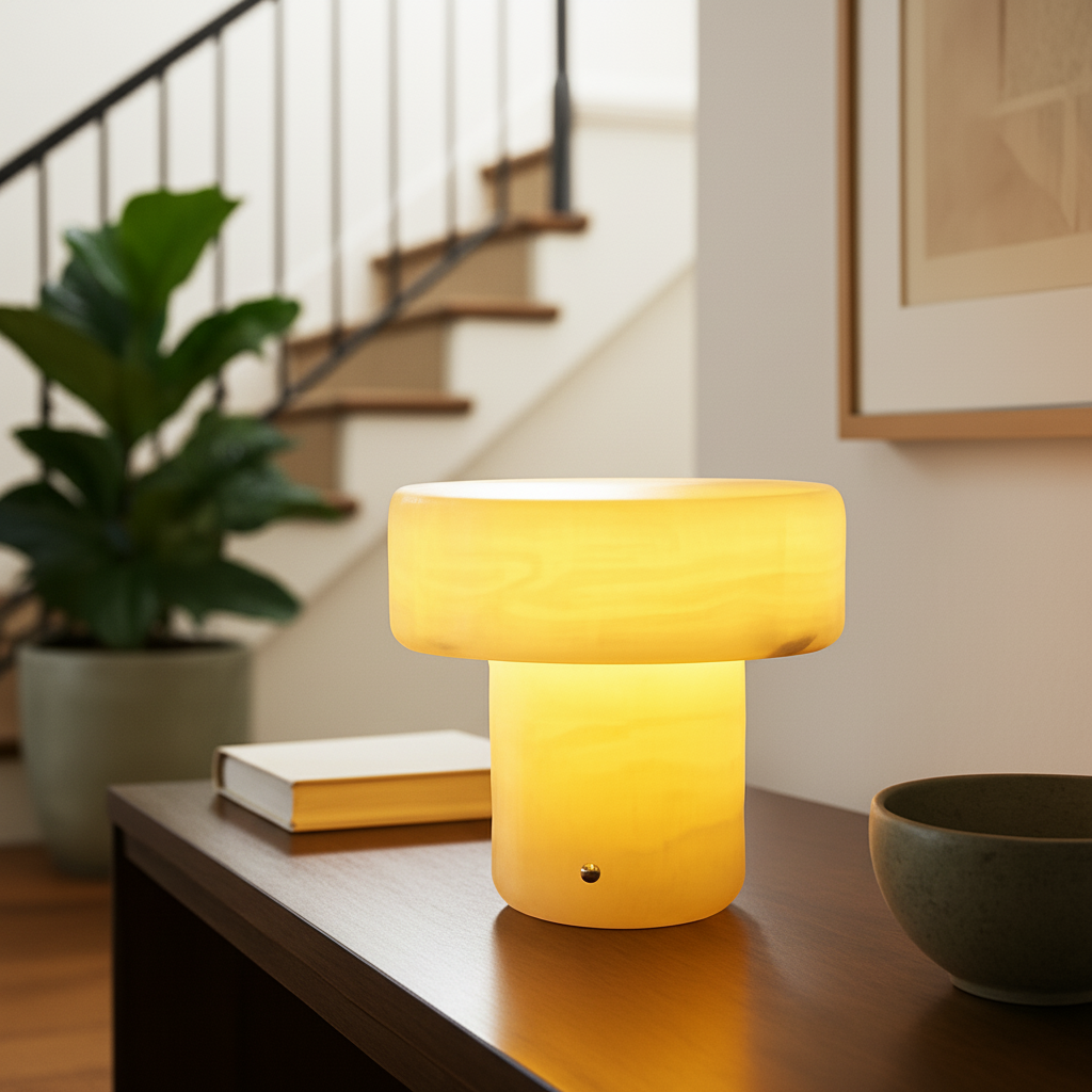 Solenne Marble Column Lamp – Wireless Solid Stone Design Light