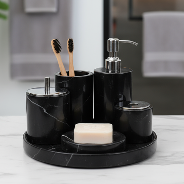 Marble Bathroom Set 6-Piece | Luxury Solid Stone