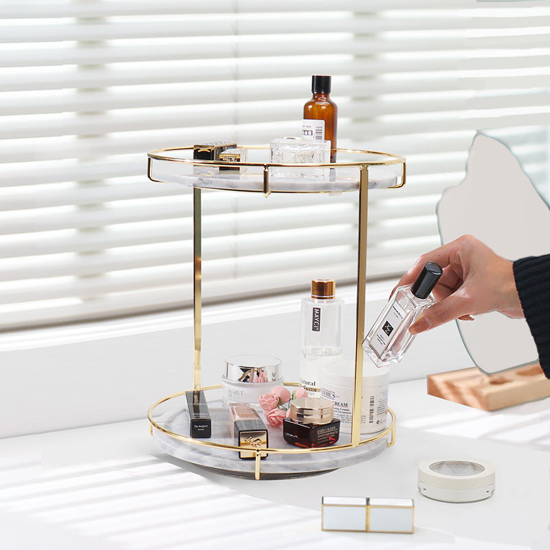 Opulent Round Marble Double Tray