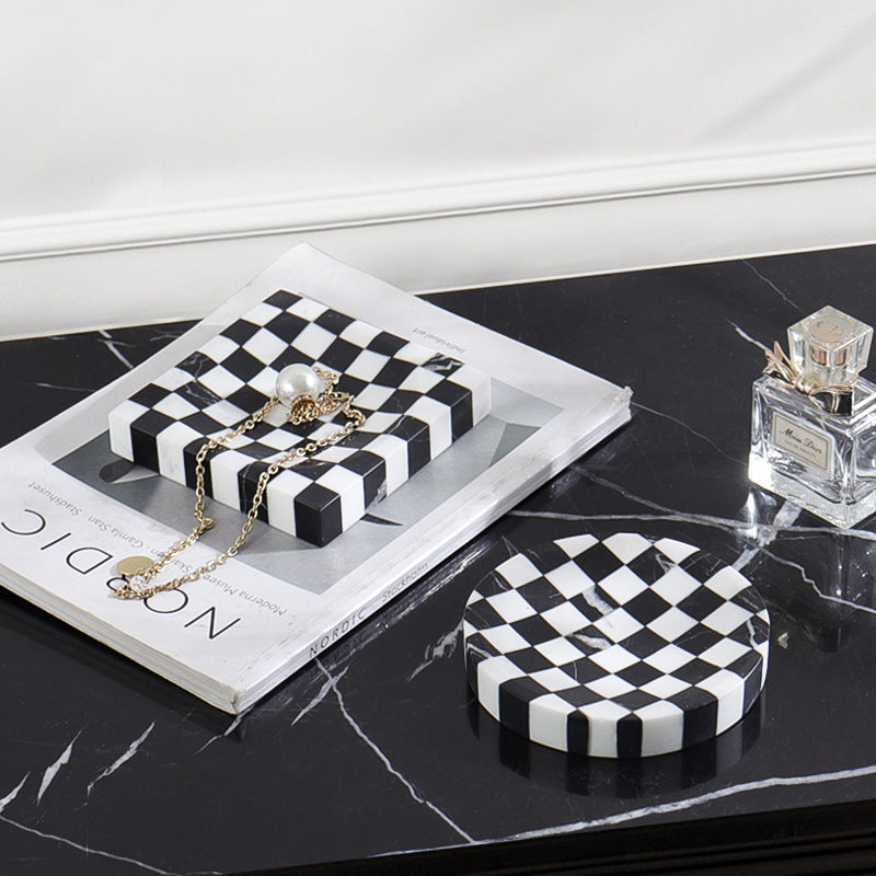 Checkered Marble Jewelry Tray