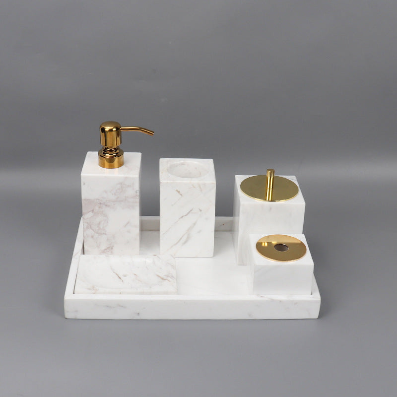 Luxury 6-Piece Marble Bathroom Set – Solid Stone
