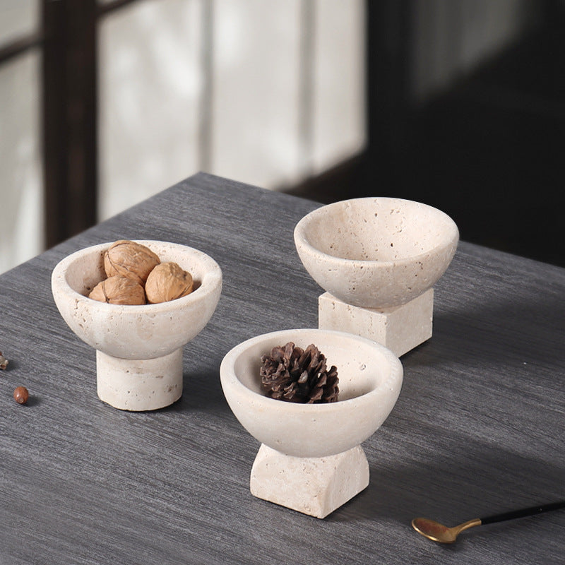 Travertine Mini Pedestal Bowl