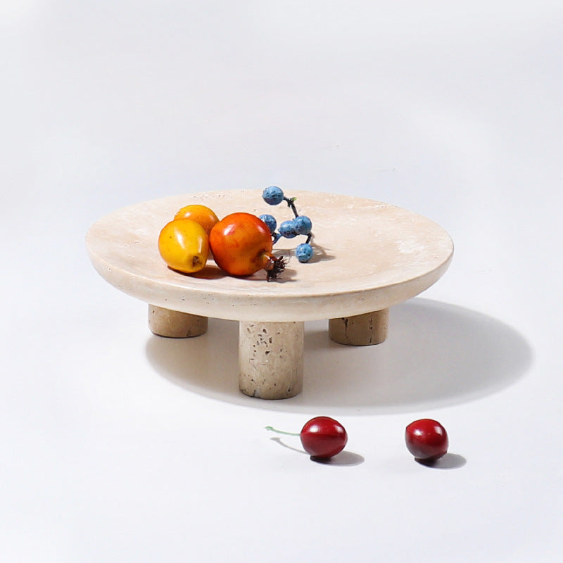 Arco Travertine Fruit Pedestal Tray