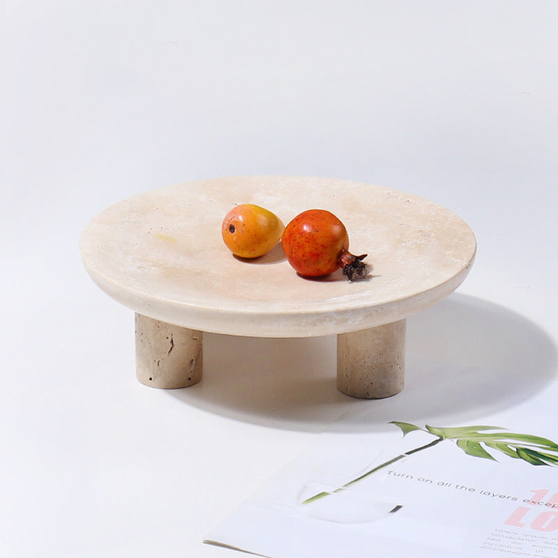 Arco Travertine Fruit Pedestal Tray