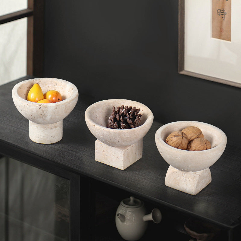 Travertine Mini Pedestal Bowl