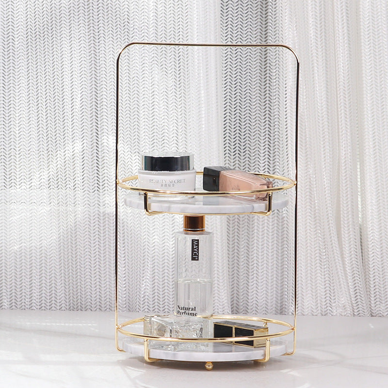 Maravilla Round Marble Double Tray with Handle