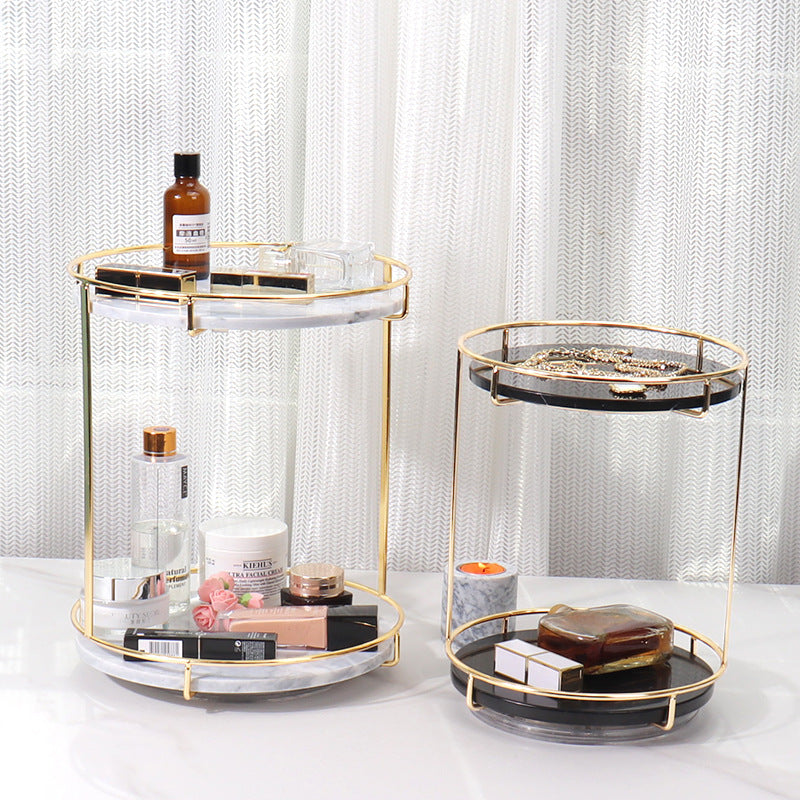Opulent Round Marble Double Tray