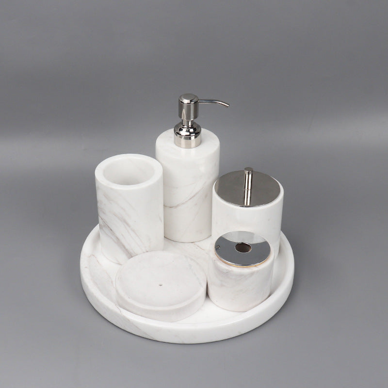 Luxury 6-Piece Marble Bathroom Set – Solid Stone