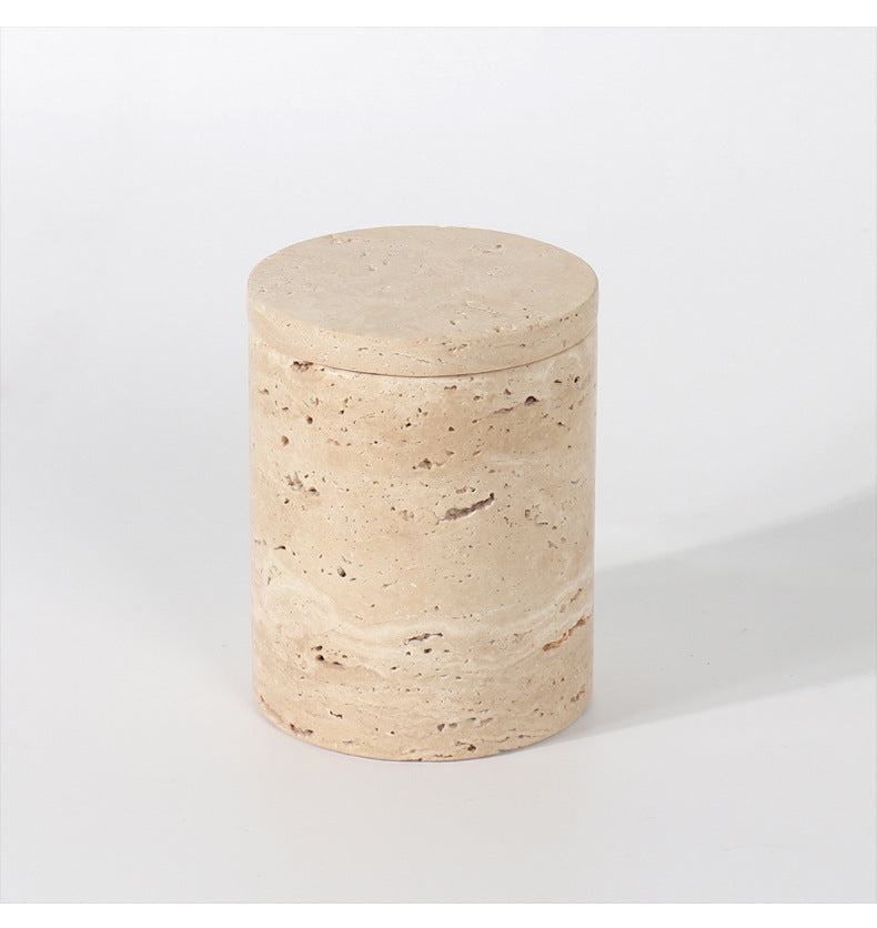 Cylindrical Travertine Jewelry Box