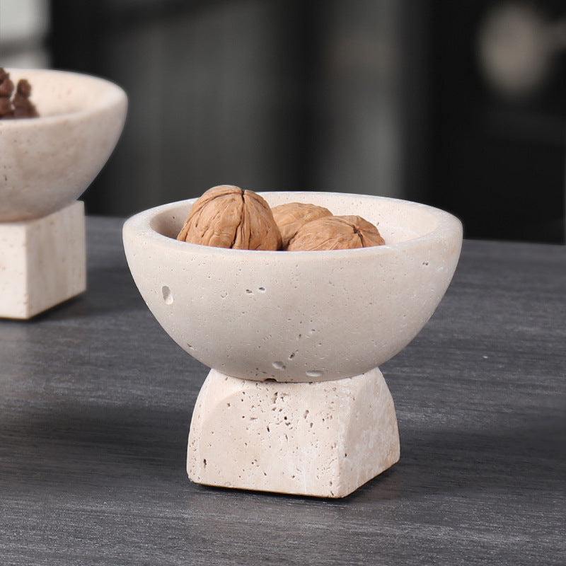 Travertine Mini Pedestal Bowl
