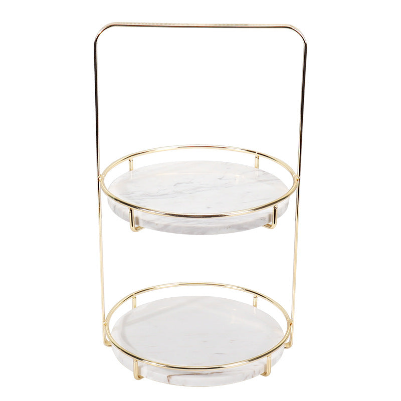 Maravilla Round Marble Double Tray with Handle