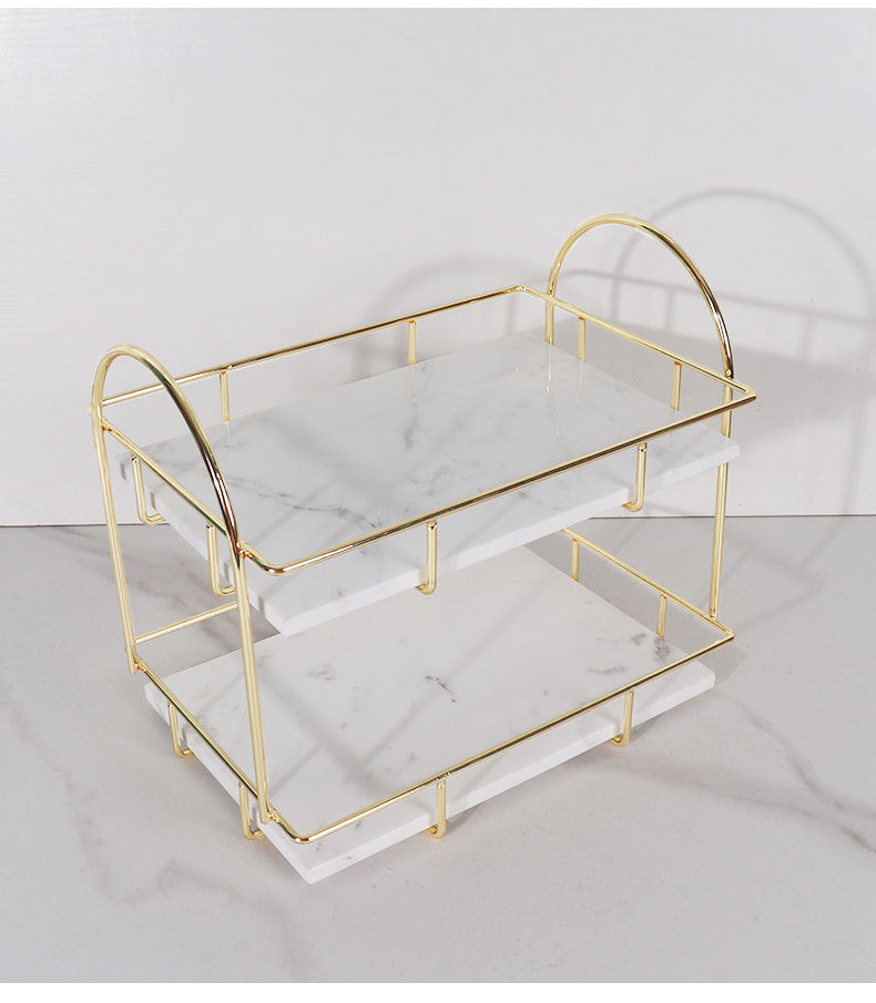 Luxury Rectangular Marble Double Tray with Handles