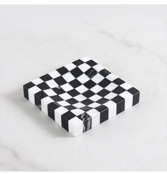 Checkered Marble Jewelry Tray