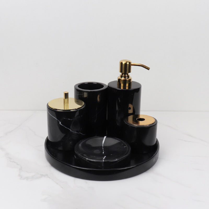 Luxury 6-Piece Marble Bathroom Set – Solid Stone