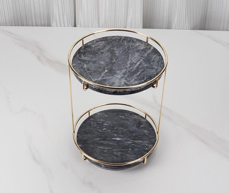 Opulent Round Marble Double Tray