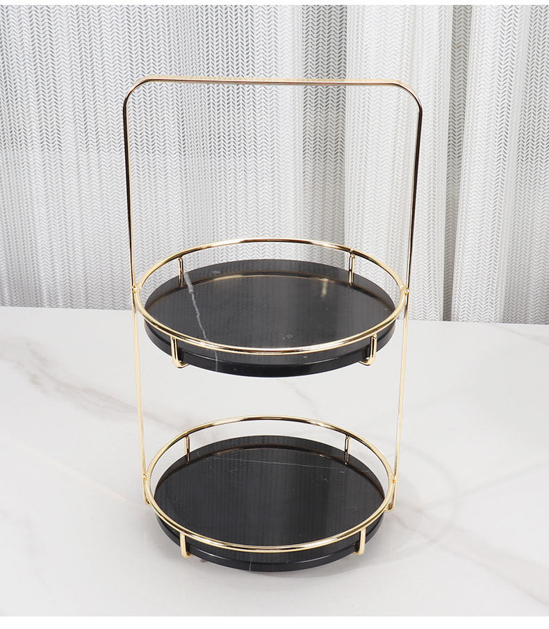 Maravilla Round Marble Double Tray with Handle