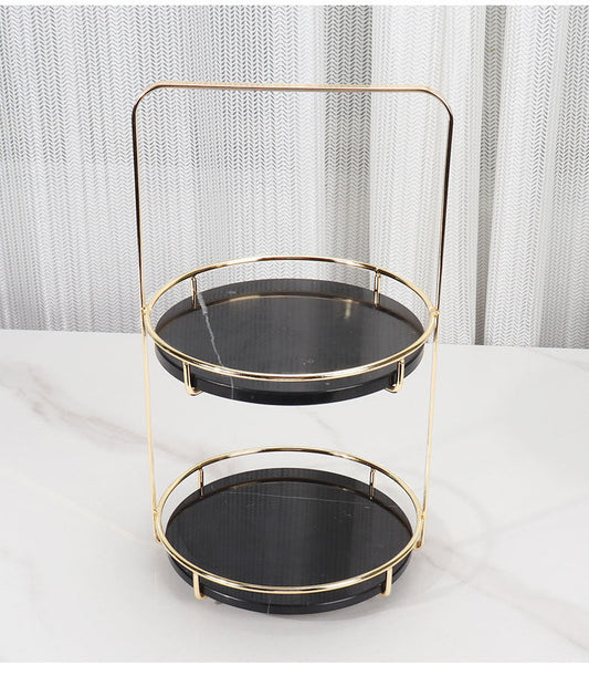 Maravilla Round Marble Double Tray with Handle