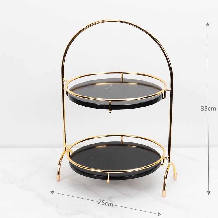 Aurora Round Marble Double Tray with Arched Handle