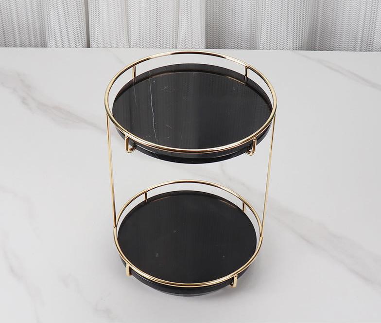 Opulent Round Marble Double Tray