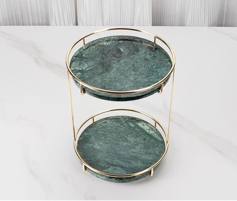 Opulent Round Marble Double Tray