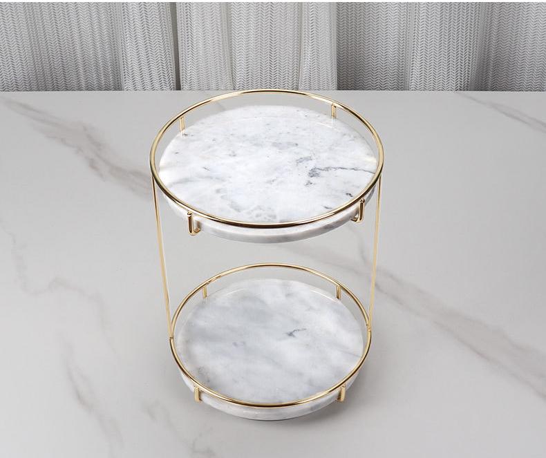 Opulent Round Marble Double Tray