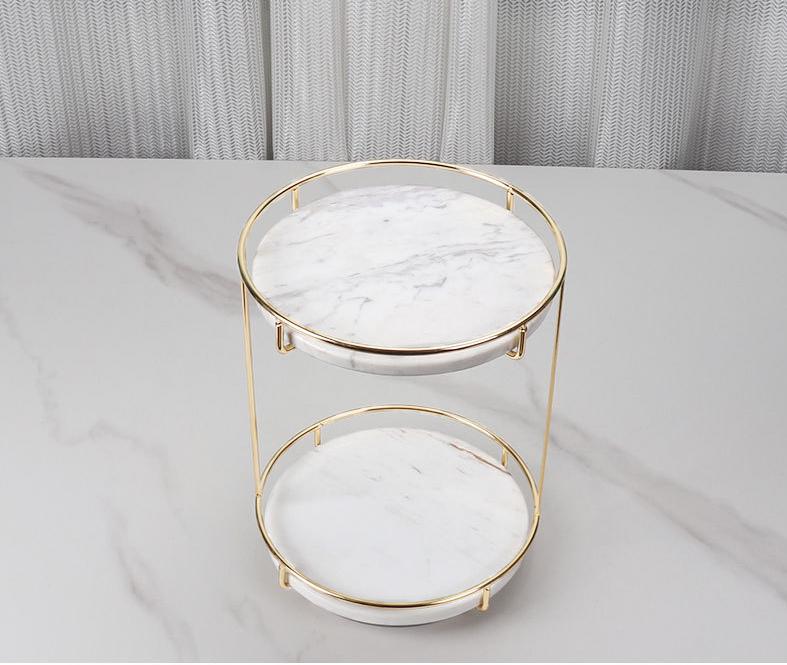 Opulent Round Marble Double Tray