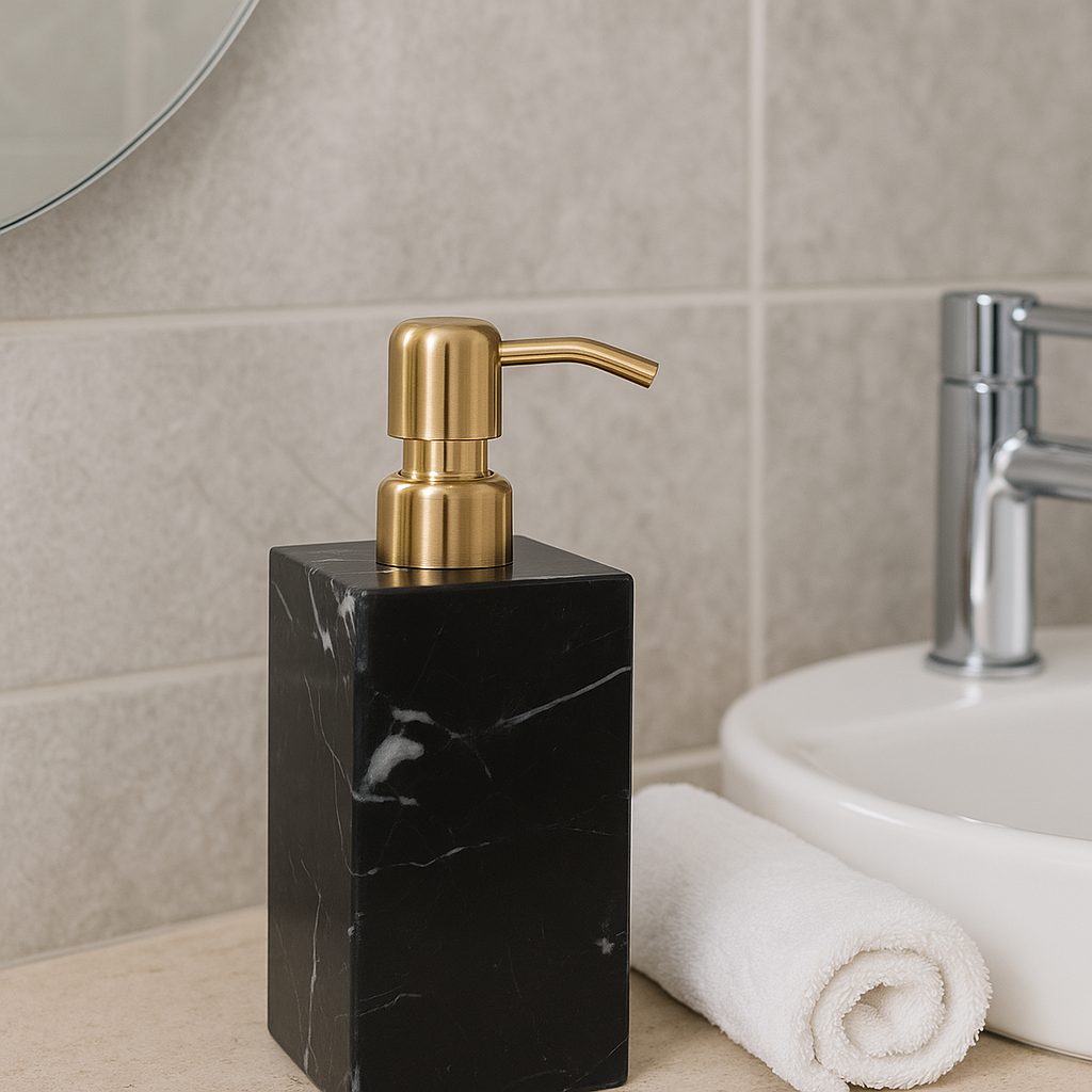 Luxury Marble Soap Dispenser – 1kg Solid Stone with Metal Pump