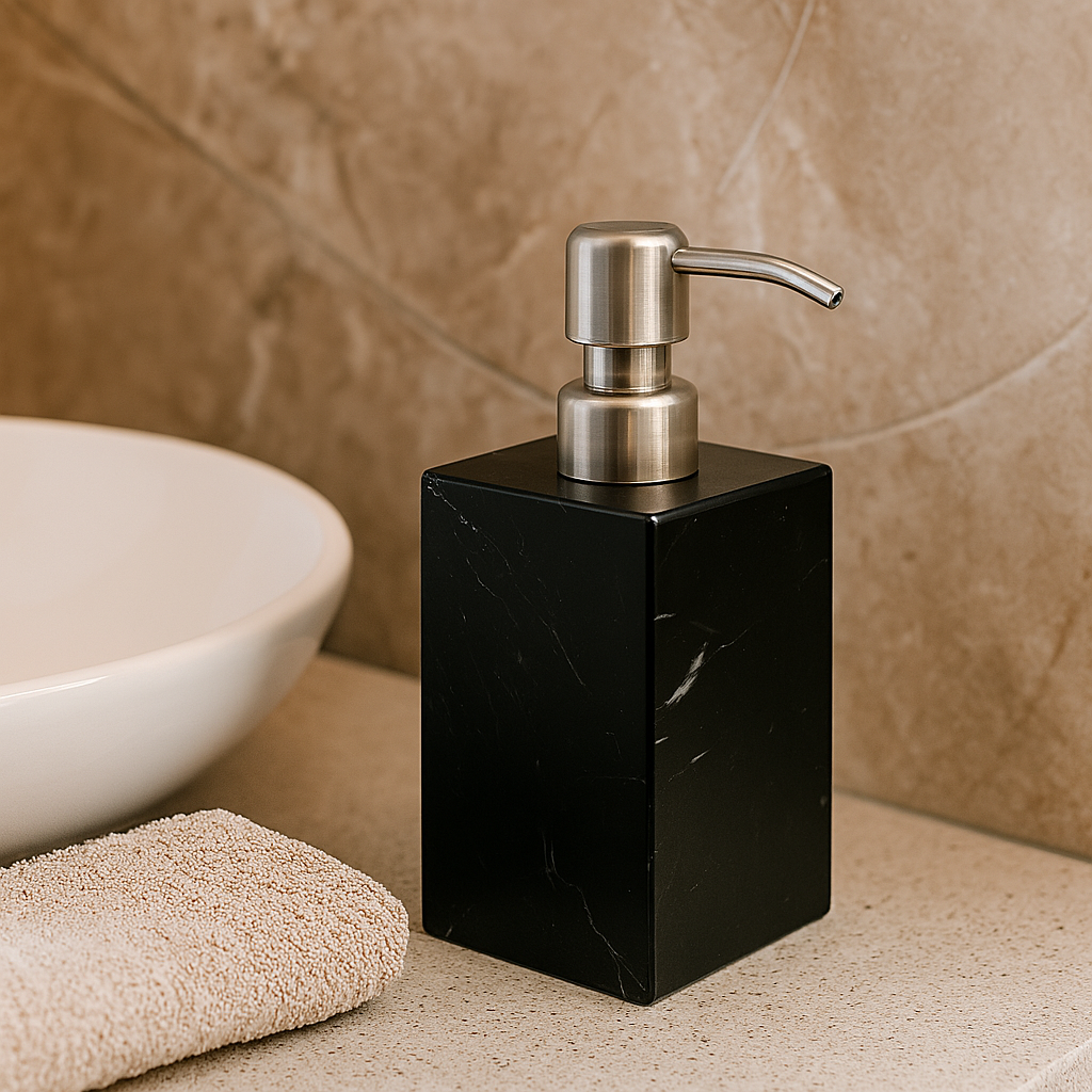 Luxury Marble Soap Dispenser – 1kg Solid Stone with Metal Pump