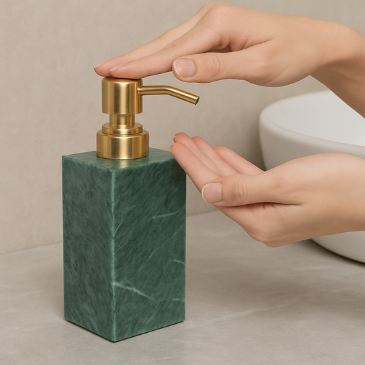 Luxury Marble Soap Dispenser – 1kg Solid Stone with Metal Pump