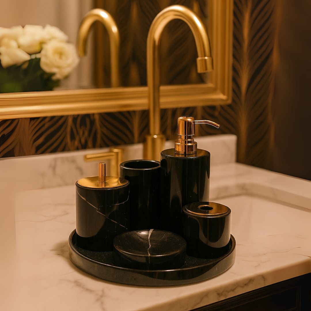 Luxury 6-Piece Marble Bathroom Set – Solid Stone