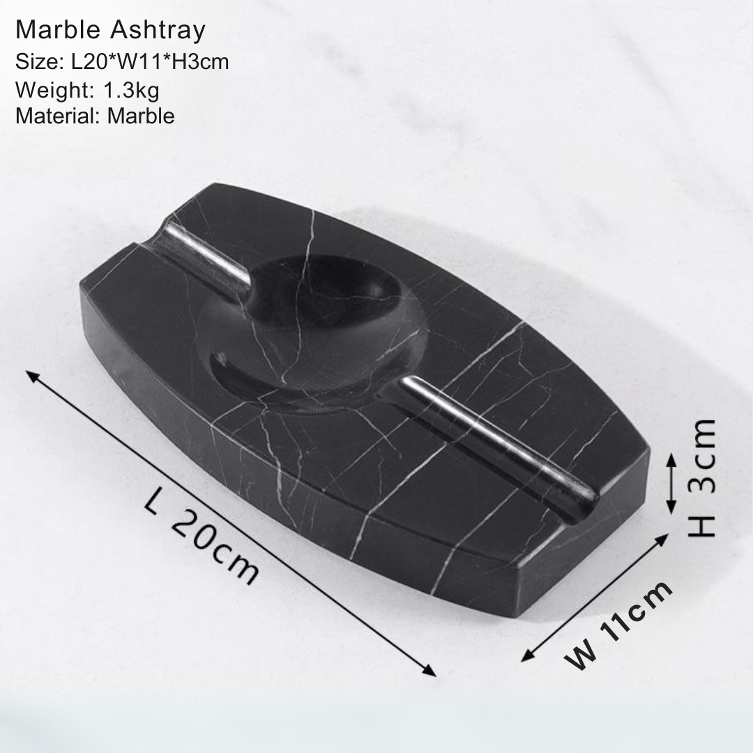 Luxury Marble Ashtray – 1.3kg Solid Stone with Hand-Carved Channels