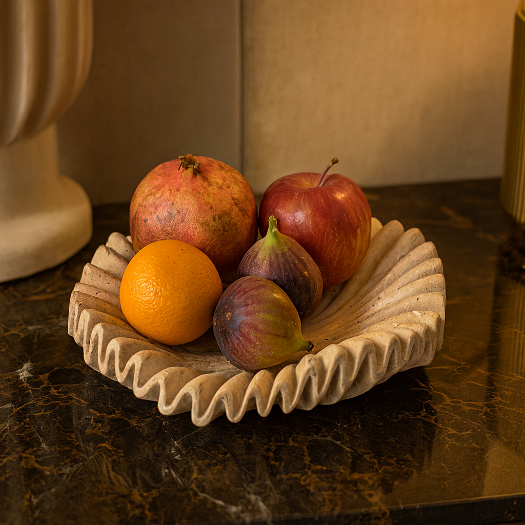 Rippled Travertine Tray