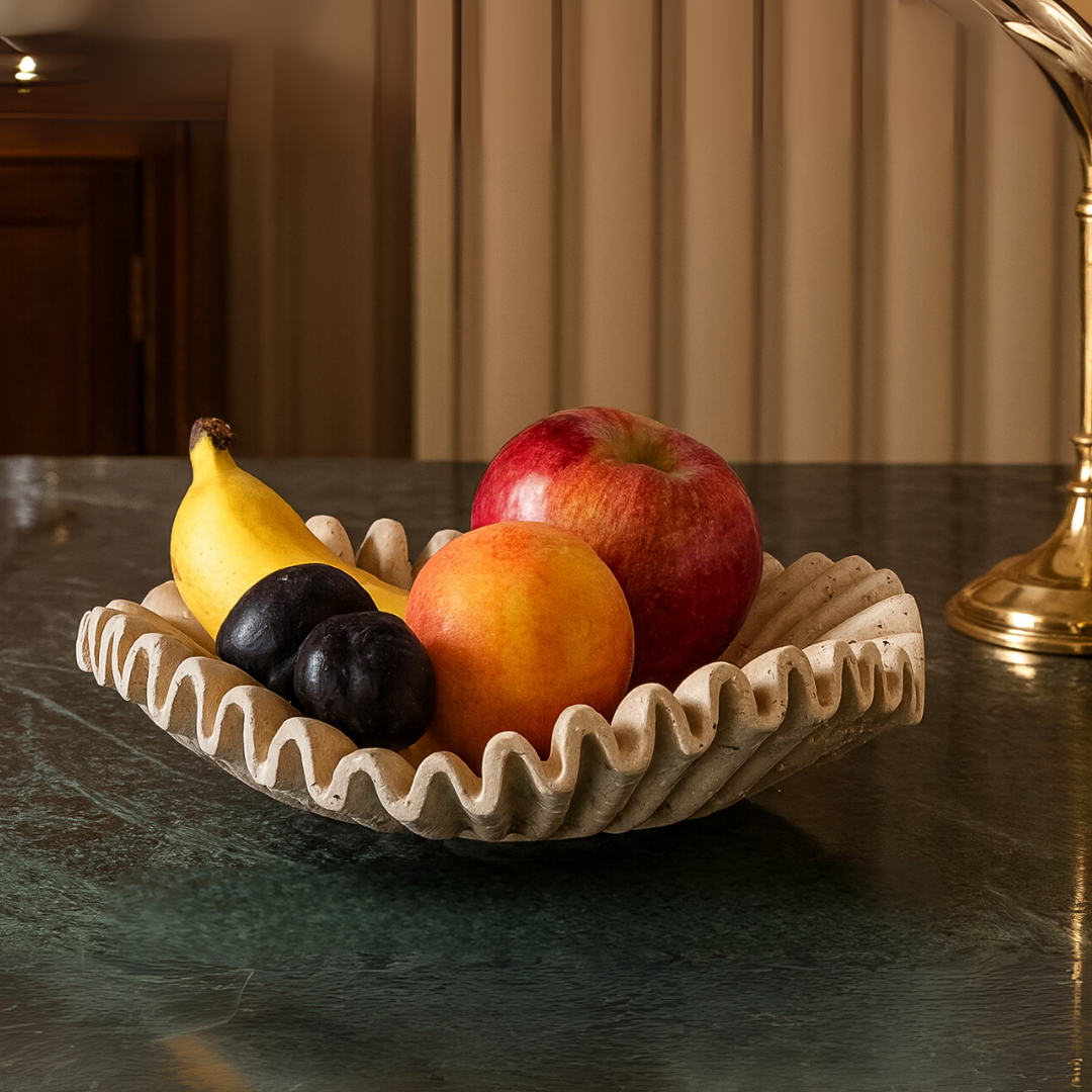 Rippled Travertine Tray