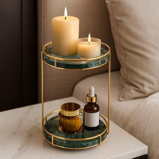 Opulent Round Marble Double Tray