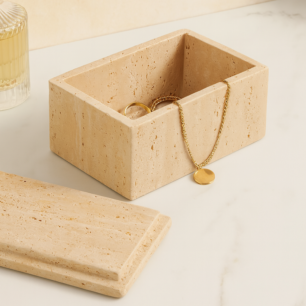 Travertine Jewelry Box – Natural Stone Storage