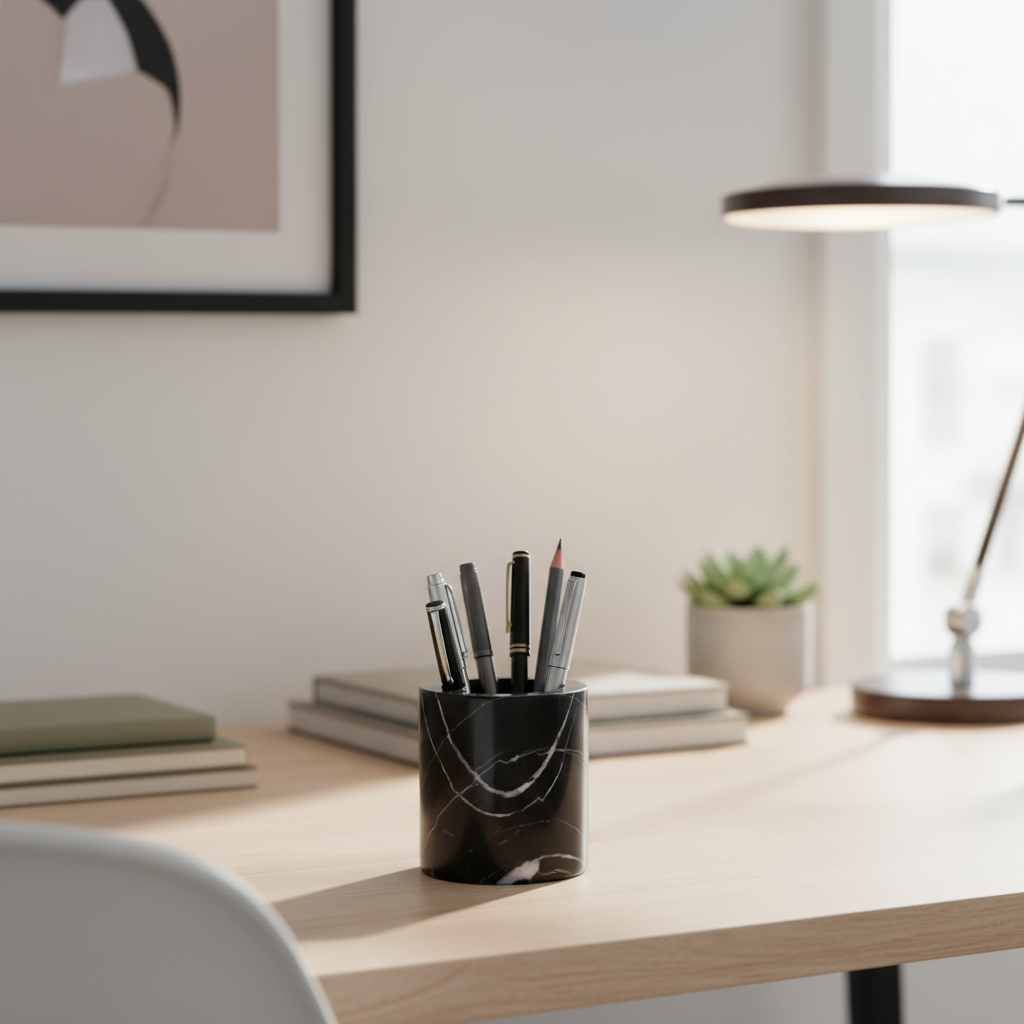 Solenne Marble Storage Cup – Solid Stone Organizer