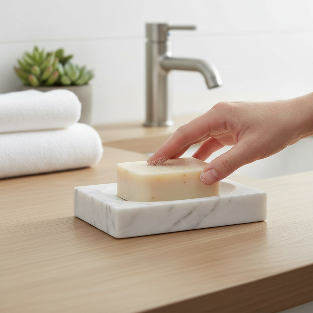 Artisan Marble Soap Dish – Solid Stone Luxury