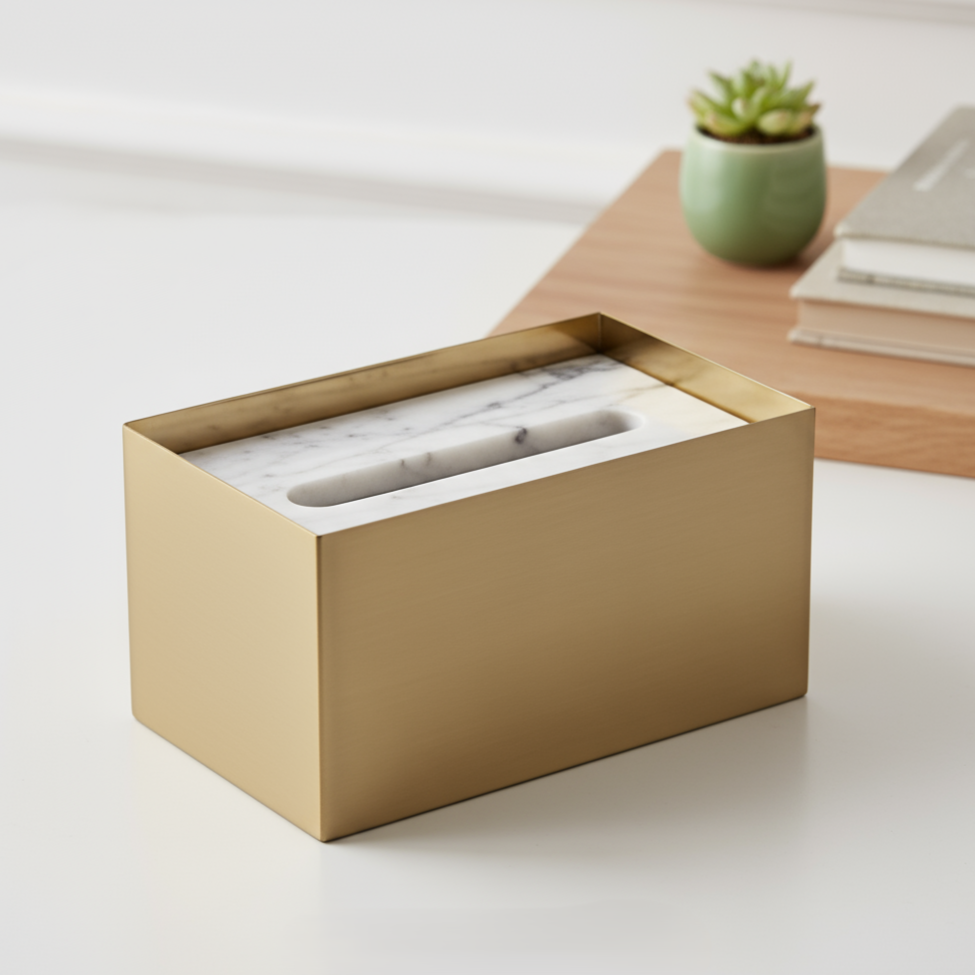 Cavere Marble & Metal Tissue Box