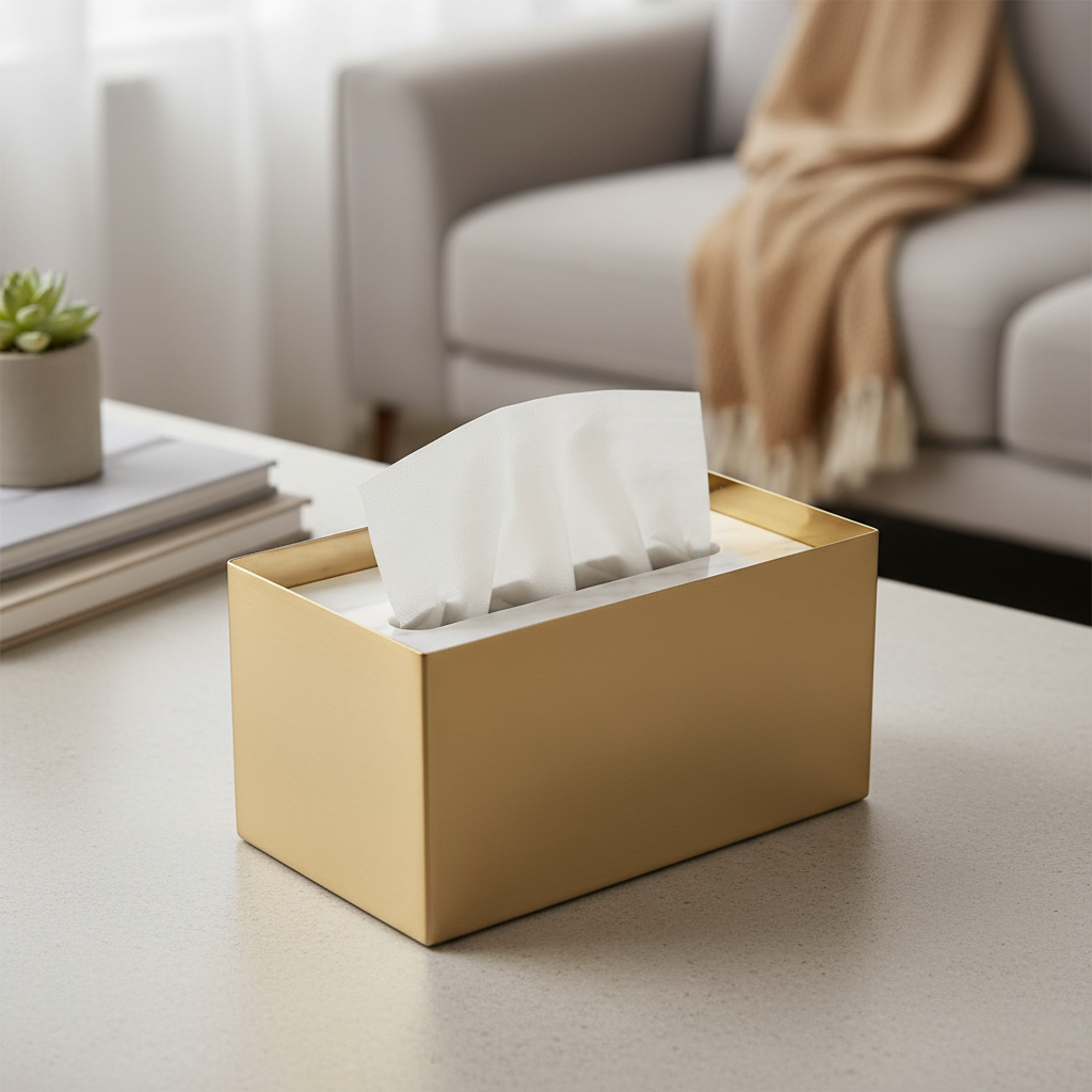 Cavere Marble & Metal Tissue Box