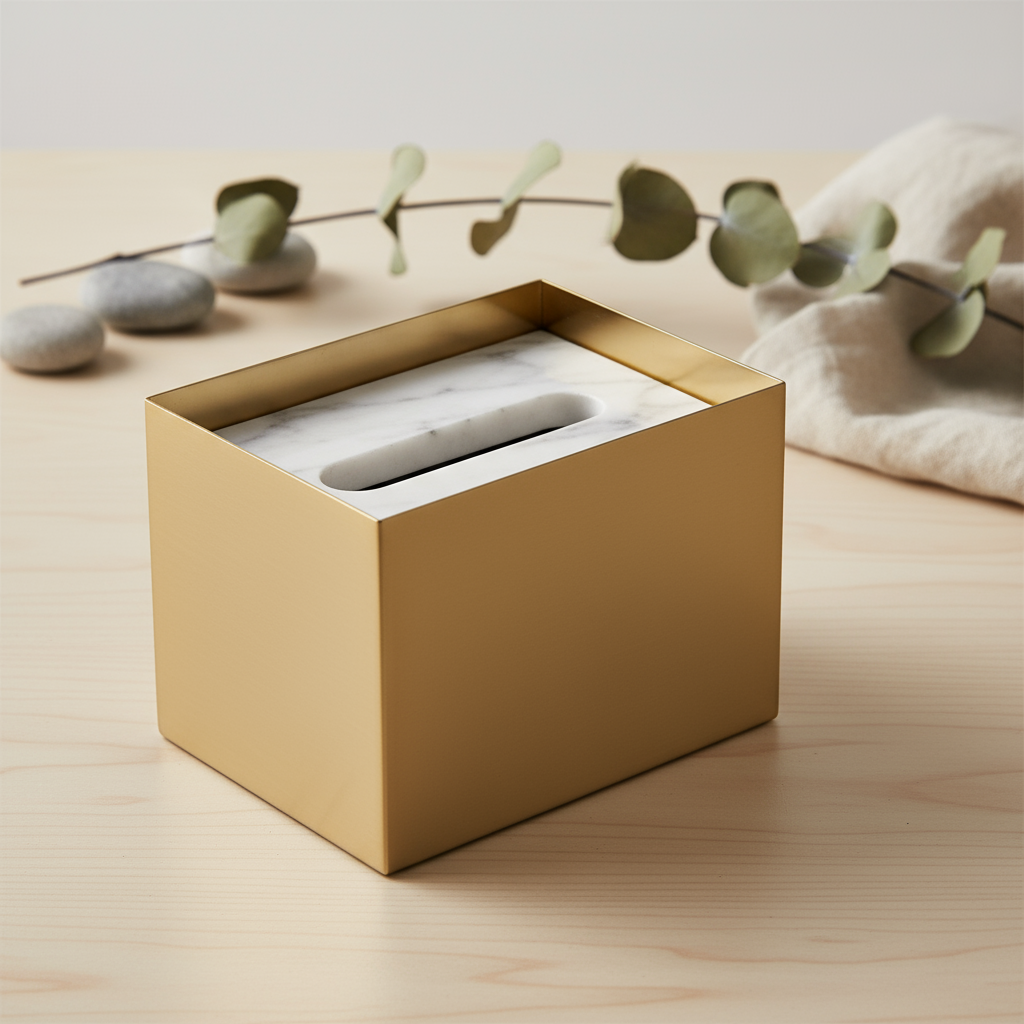 Veyra Marble & Metal Tissue Box