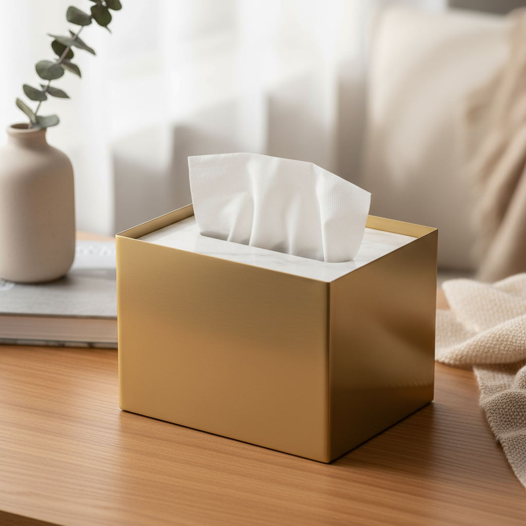 Veyra Marble & Metal Tissue Box